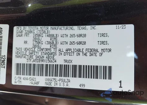 2024 Toyota Tundra Limited 4Wd from USA, damaged, VIN 5TFJA5DB9RX156634